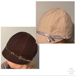 Two Goorin ladies hooty hats, cream and brown, Med